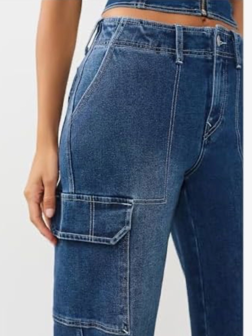 NWT TRUE RELIGION Women's Denim Cargo Jeans Straight Medium Blaze Wash Size 26 - Picture 5 of 16